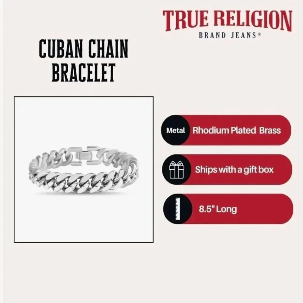 💬🔸️🅰️NIB True Religion Cuban Chain Unisex Bracelet